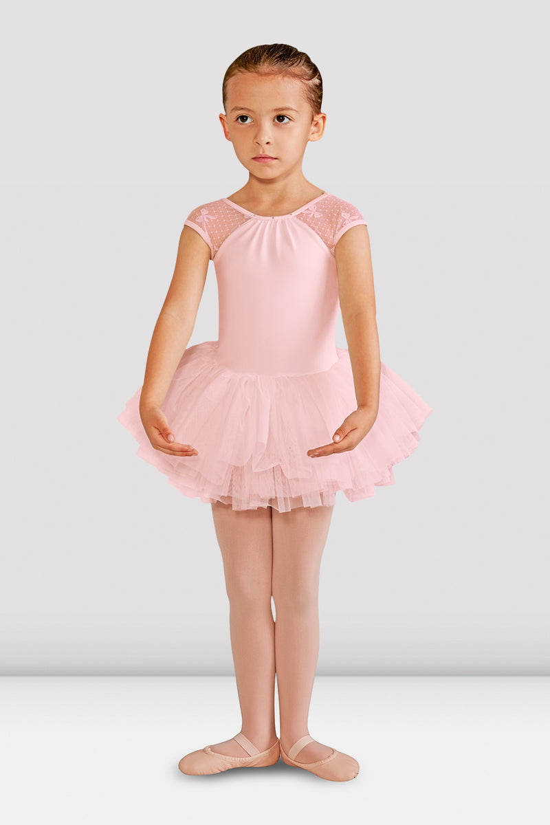 NWT Ballet Dance Leotard w/ Attached Three Tier Tulle Tutu Light Pink Girls Size 