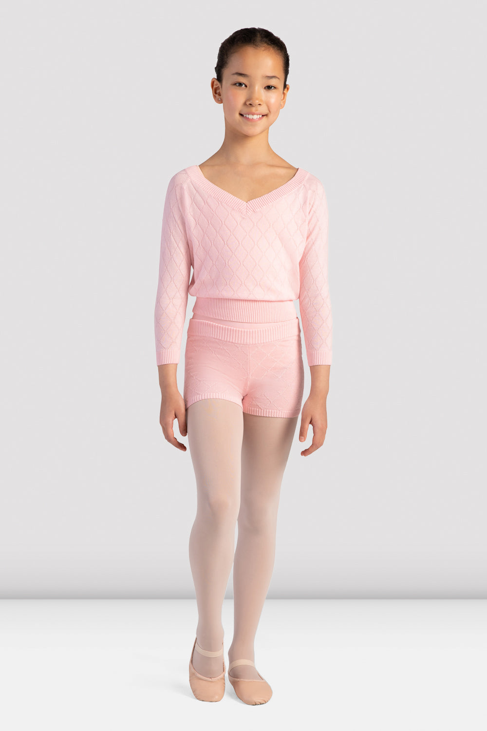 BLOCH Girls Briony Knit Shorts, Candy Pink