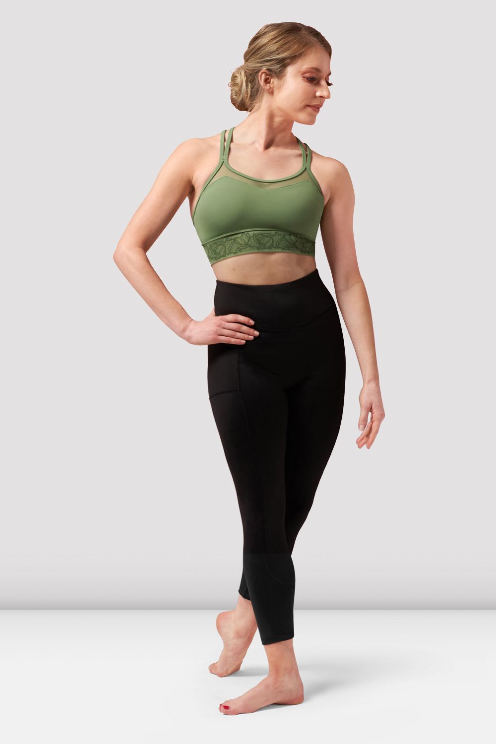 BLOCH Ladies Demi Scoop Neck Crop Top, Sage