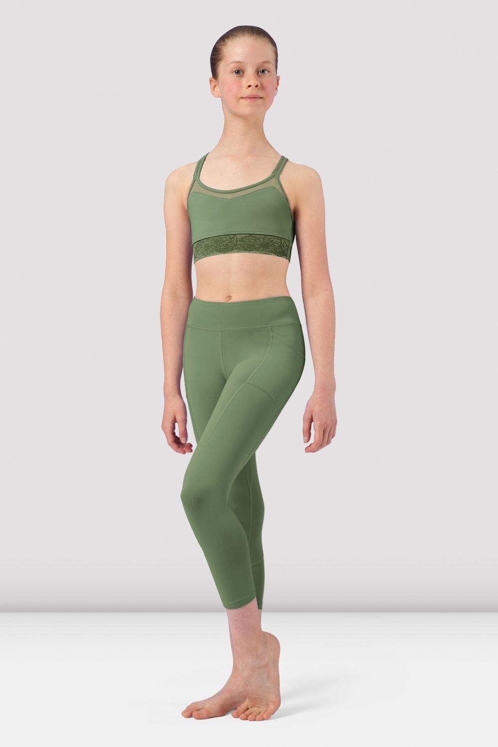 BLOCH Girls Tahlia Camisole Crop Top, Sage