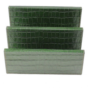 Green Croc Leather Mail Holder