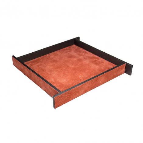 Large Orange Suede & Bronze Malaparte Tray