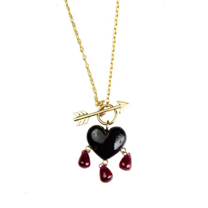 Small Bleeding Onyx Heart Necklace