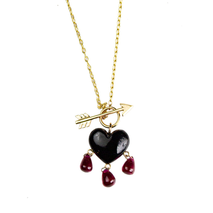 Small Bleeding Onyx Heart Necklace