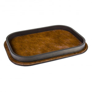 Brown Calf Hair and Brass Tray