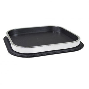 Black Leather & Chrome Tray