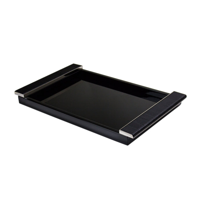 Wrapped Black Leather Tray