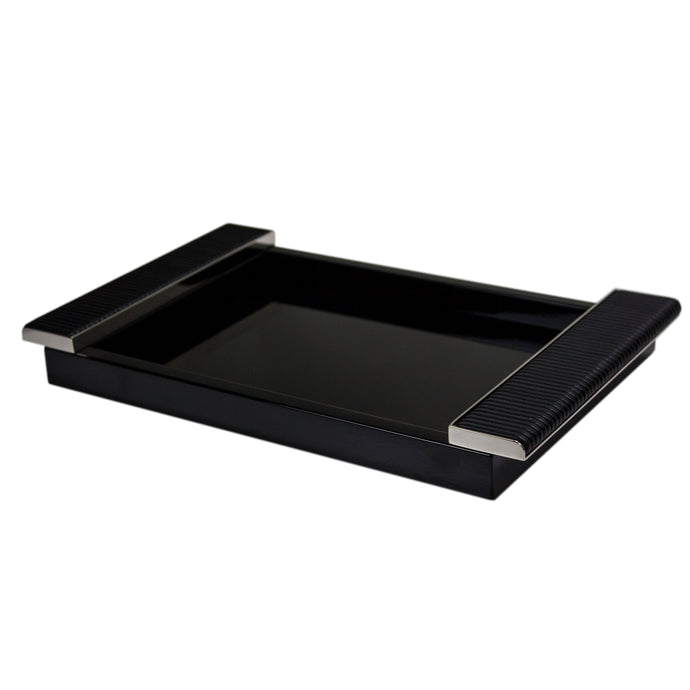 Wrapped Black Leather Tray Large