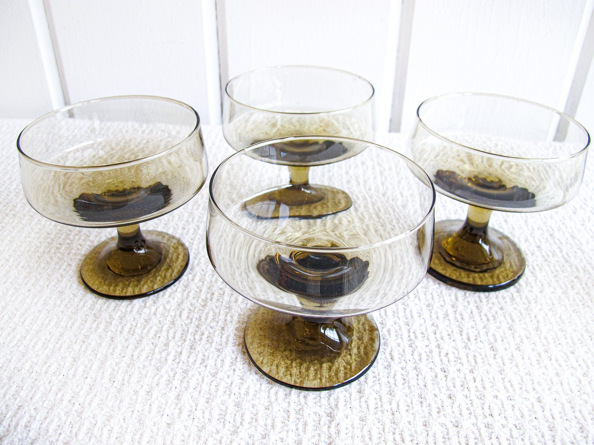 Midcentury Smokey Champagne And Cocktail Glasses Set Of Five Portland Revibe 1234