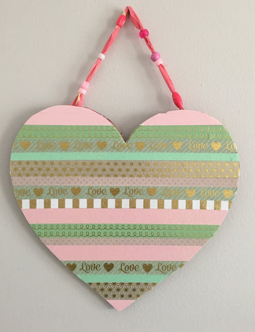 diy valentine's decor, washi heart, valentine's day crafts