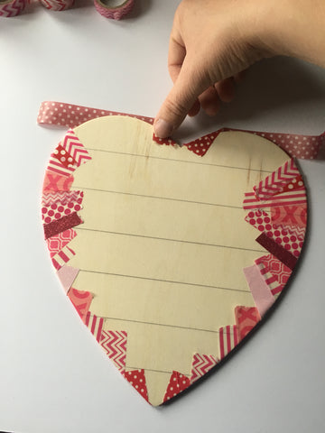 diy valentine's decor, washi heart, valentine's day crafts