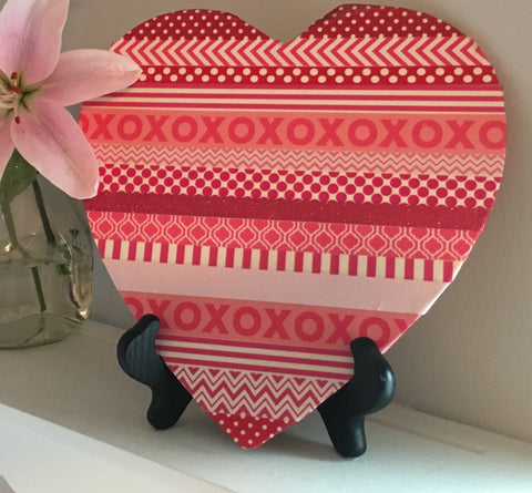 diy valentines decor, washi heart, valentines day crafts