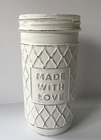 chalk paint and distressed glass jar