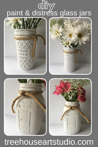 diy paint and distress glass jars and mason jars