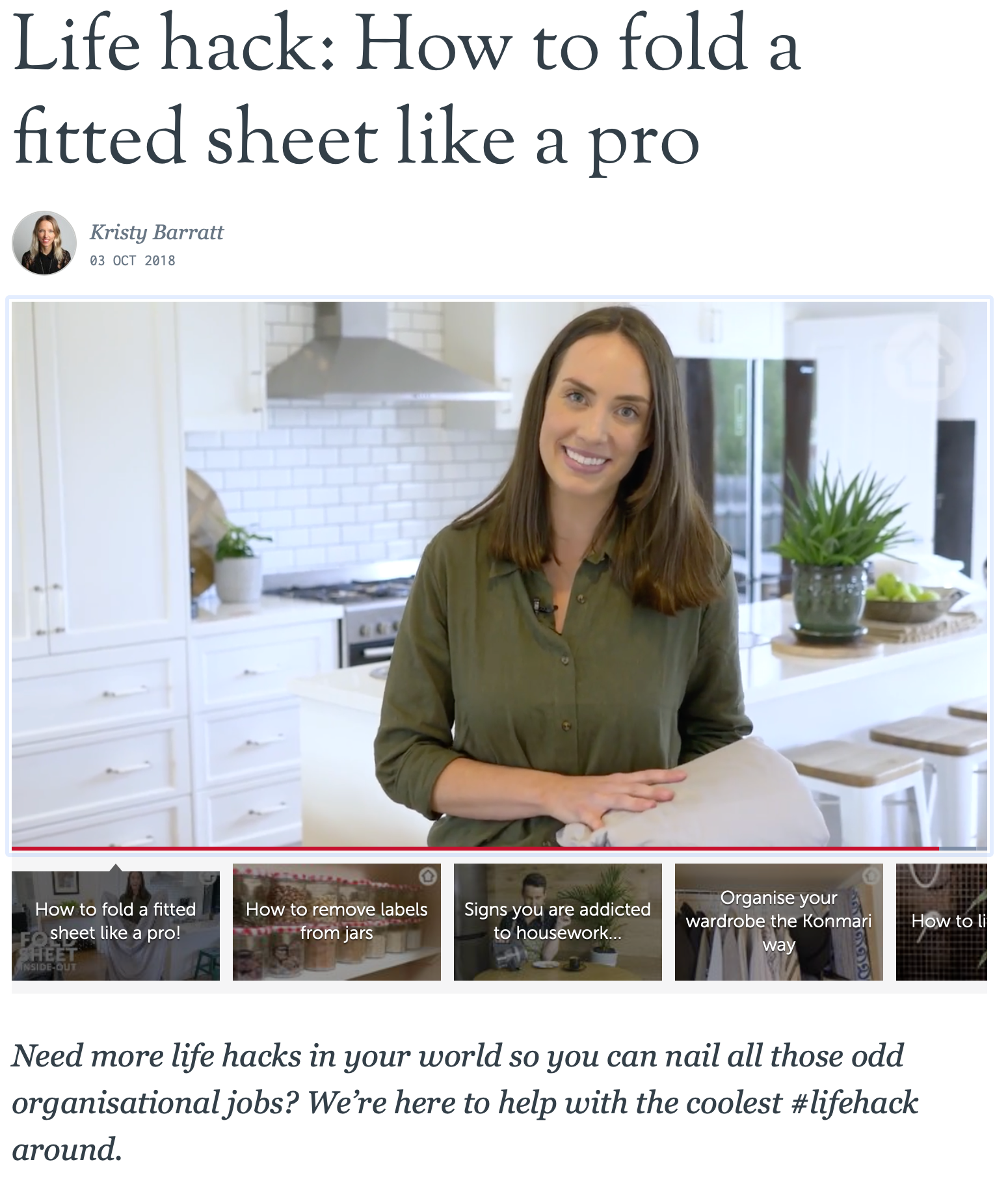 Realestate.com.au Chelsea Smith Professional Organiser Media Fold a Fitted Sheet