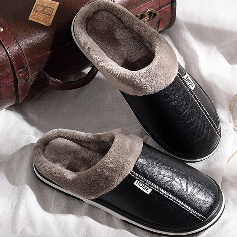 leather bedroom slippers