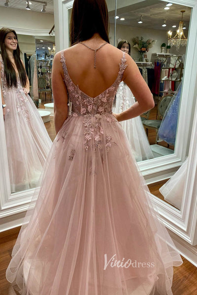 Pink Tulle Lace A-line Sweetheart Prom Dresses MP683