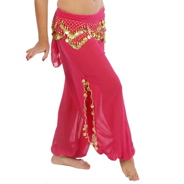 Details about   D BLUE Chiffon Side Slit Harem Belly Dancing Costume BOHO Aladdin Trouser Pant 