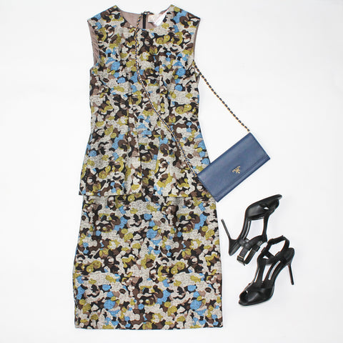 Lela Rose Dress and Prada Wallet