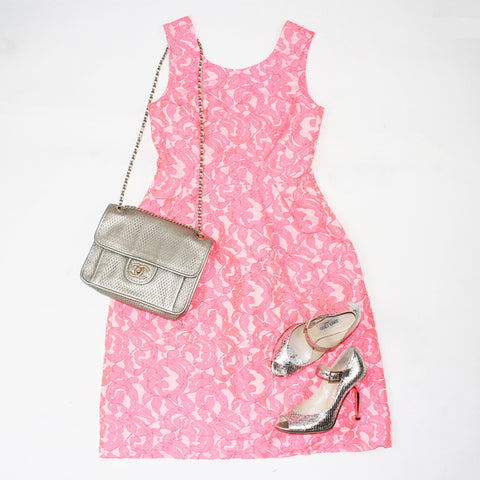 Pink Tartan Dress and Chanel Bag
