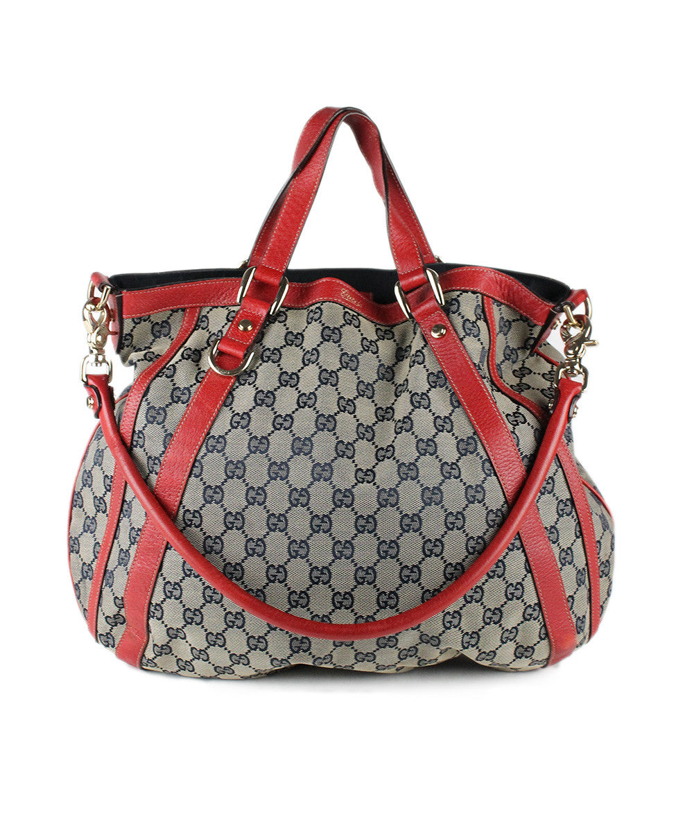 Gucci Red Leather Monogram Canvas Bag - Michael&#39;s Consignment NYC