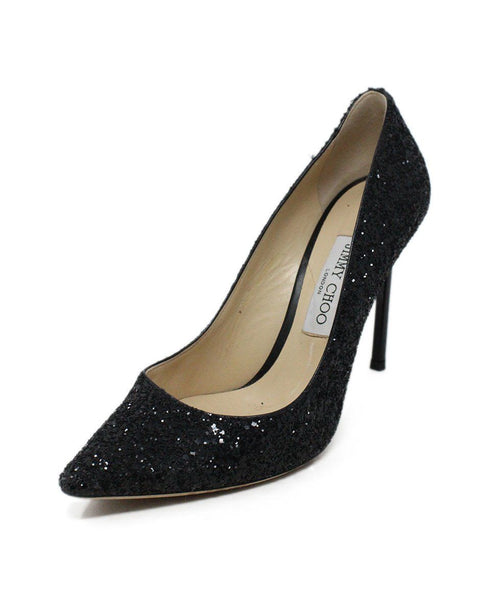 jimmy choo black glitter heels