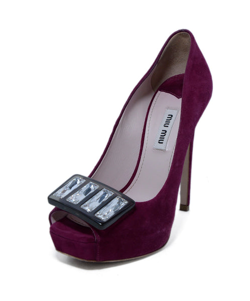 Pink Magenta Suede Crystal Accent Shoes 