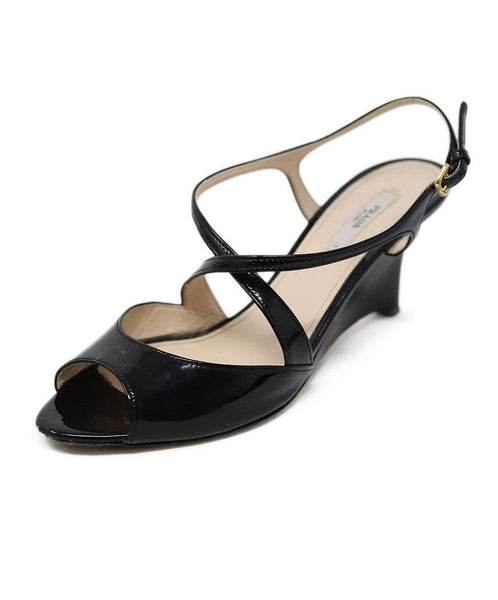 black patent leather wedge heels