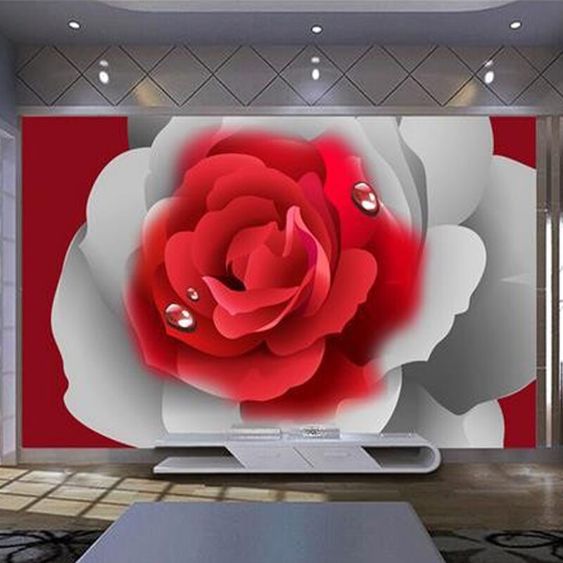 Custom 3d Photo Wallpaper 3d Stereoscopic Romantic Red Rose Flower Wall Painting Mural Living Room Bedroom Wallpaper Home Decor