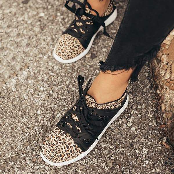 leopard lace up sneakers