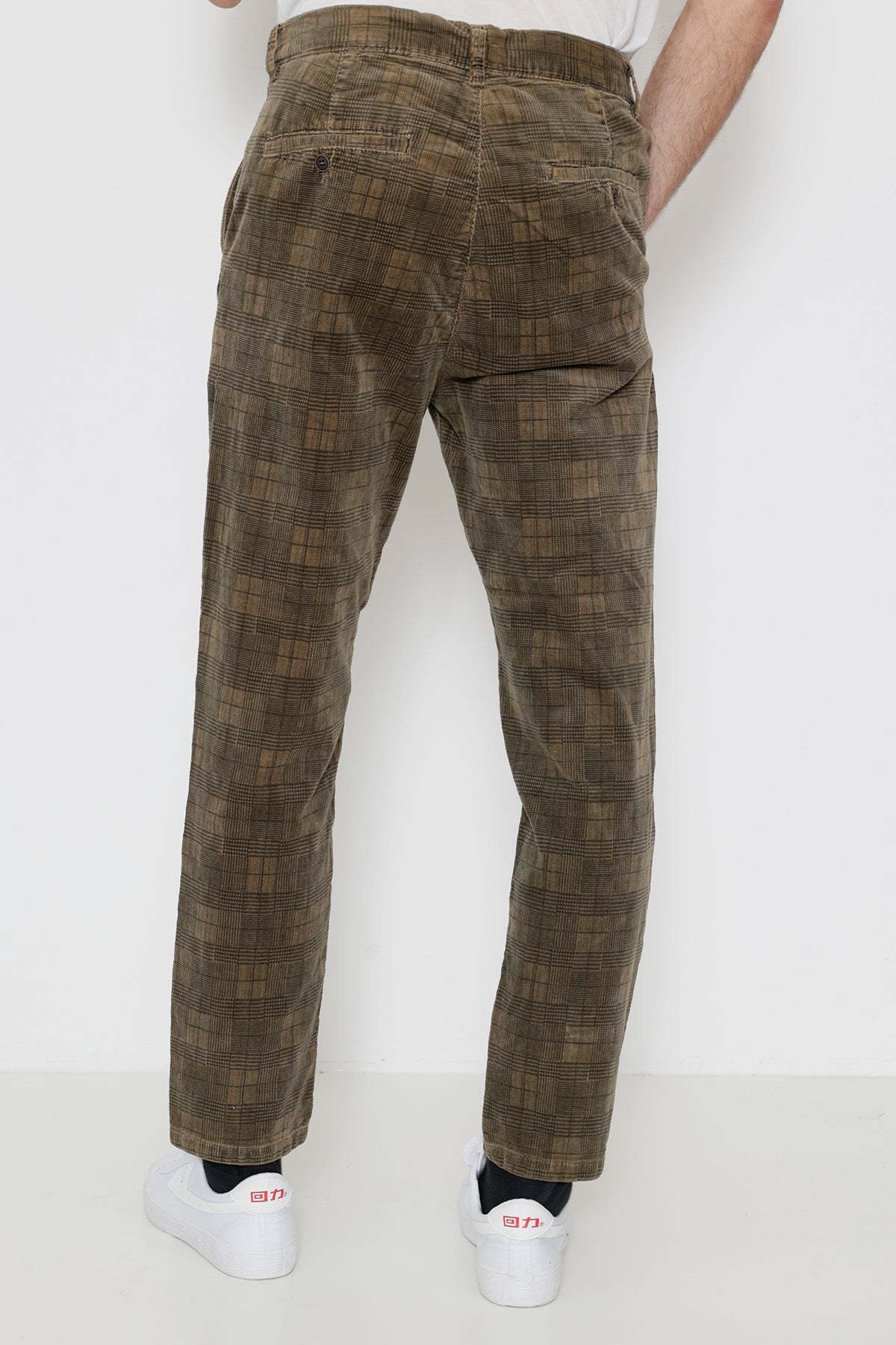 Pantalon Droit 7/8e à carreaux camel