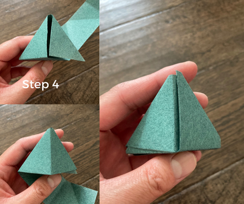 step 4- zongzi rice dumpling origami how to, create the triangle 3d shape