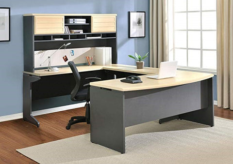 Ameriwood Home U-Shaped Desk with Hutch Bundle