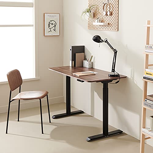 Black Frame/Walnut Top Stand Up Desk Table for Home Office Harmati Electric Standing Desk Adjustable Height 47 x 24 Inch Sit Stand Computer Desk
