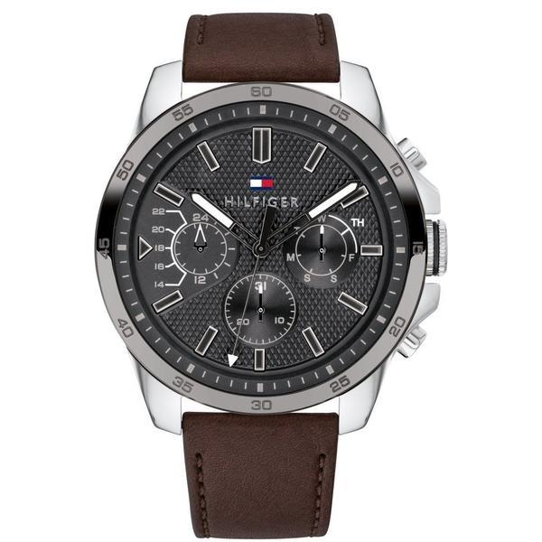 tommy hilfiger decker leather watch 48m