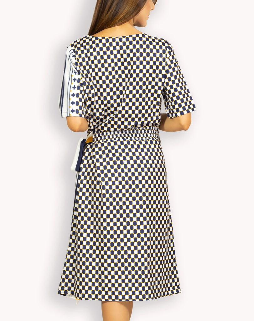 yellow and white checkered dress