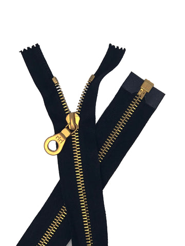 black riri jacket separating zipper gold plated brass