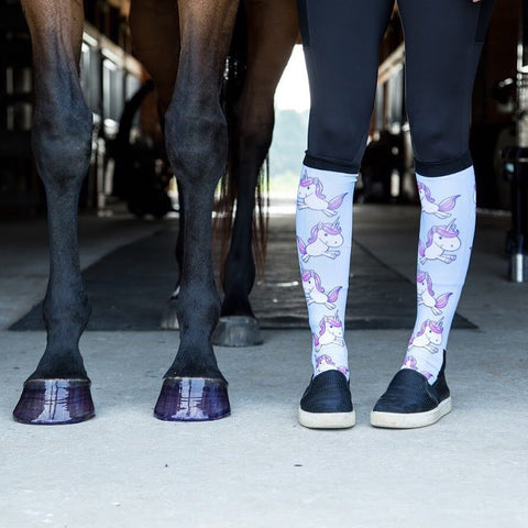 Andrea Wise and Chloe wear dreamers and schemers socks and pony glam hoof polish.