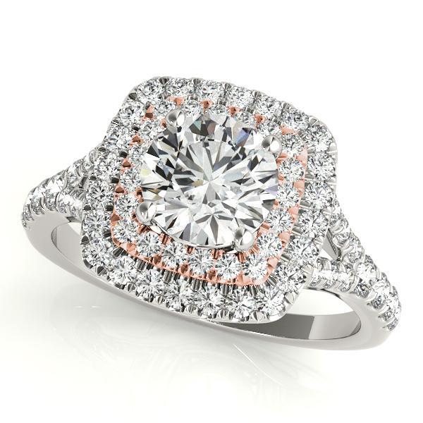 round diamond square halo split shank