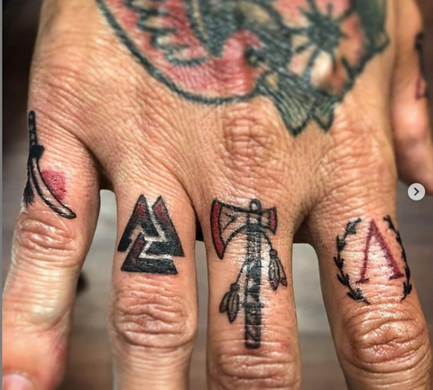 Warrior Symbols Finger Knuckle Tattoos