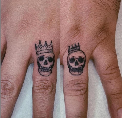 Skull Couples Finger Tattoo
