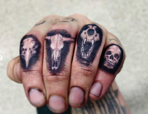 Animal Skull Finger Knuckle Tattoo