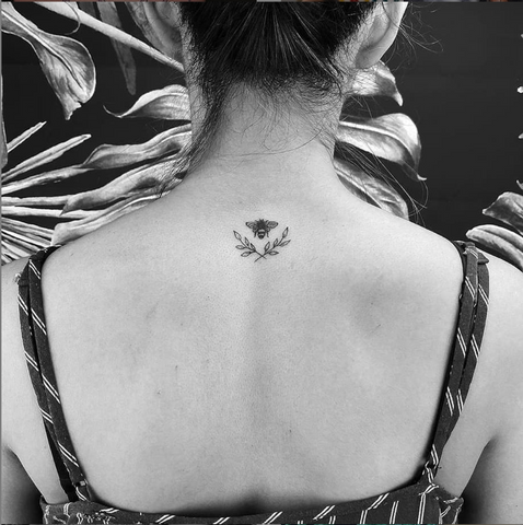 Small Bee Back Tattoo