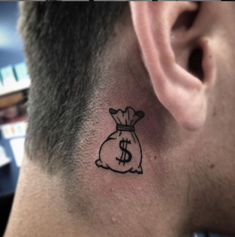 Small Behind The Ear Tattoos Money Bag