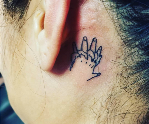 Small Behind The Ear Tattoos Hands
