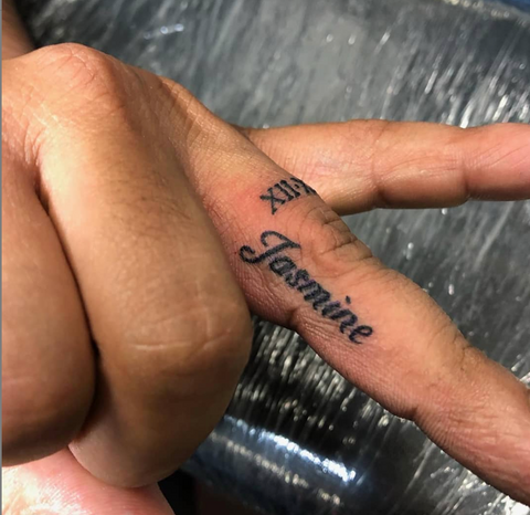 Small Script Inside Finger Tattoos
