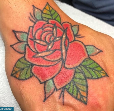 Hand Rose Tattoo Old School