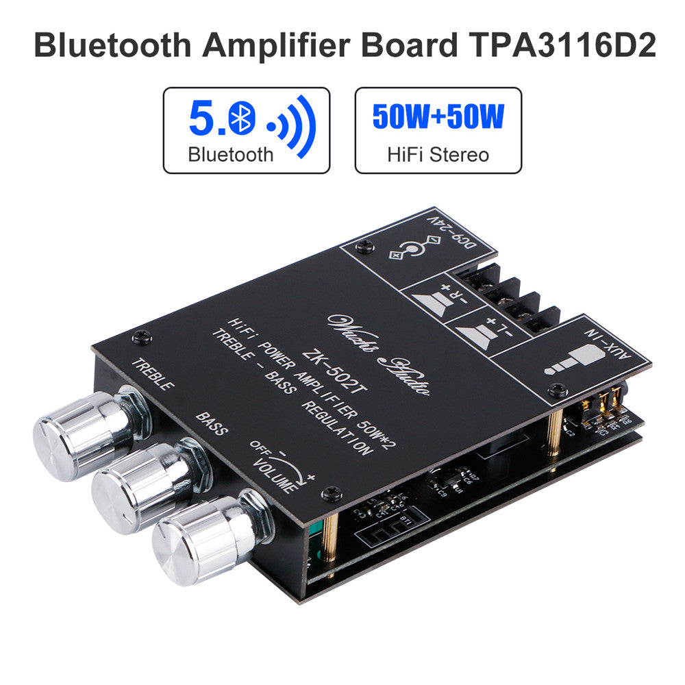 HIFI Digital Power Amplifier Board Bluetooth 5.0 TPA3116D2 50WX2 Stereo 5-27V 
