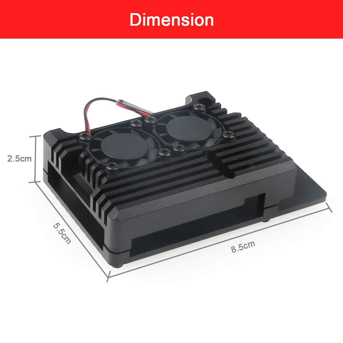 Makerfocus Raspberry Pi 4b Metal Case With Dual Cooling Fan Aluminium 7025