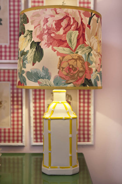 Vintage Collection:  2 Only Faux Bamboo Lamps with Floral Shades